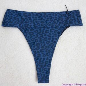 NEW Acacia Mateo bikini‎ bottom leopard animal print blue Amur, S